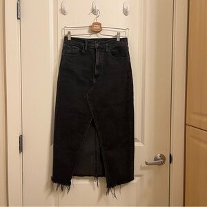 3x1 front slit denim midi skirt
